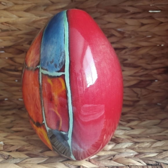 Mid Century Modern Poole Pottery Blue Red Lava Made In England Vase 7 1/2" - Picture 2 of 9